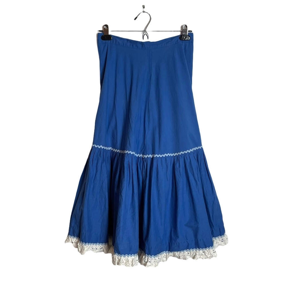 Vintage cottage core midi skirt blue tiered